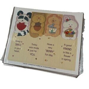 Vintage Bookmark Pals Current Inc Retro 5 pack set of 4 Animal Bookmarks W Quote